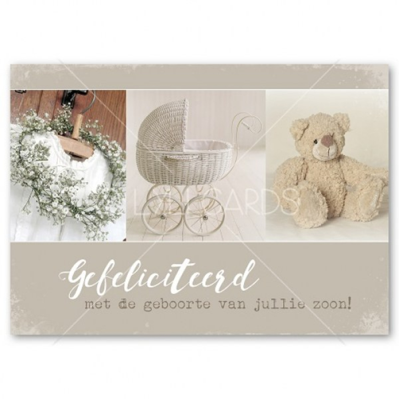 Wenskaart | Zoon | Brocante kinderwagen