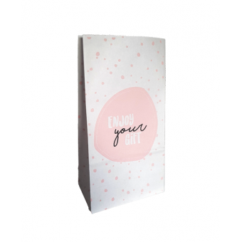 Blokbodemzak M | Enjoy your gift | 14 x 8 x 26 cm