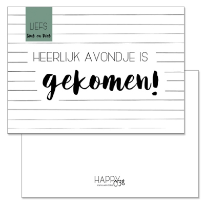 Sinterklaaskaart: Heerlijk avondje is gekomen