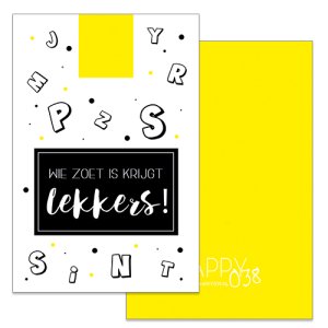 Kadokaartje: Wie zoet is krijgt lekkers (gele achterkant)