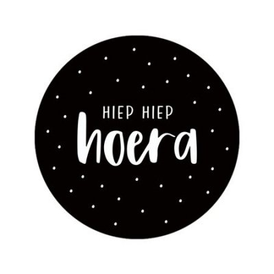 Sluitsticker | Hiep hiep hoera | 10 stuks | zwart-witte stipjes