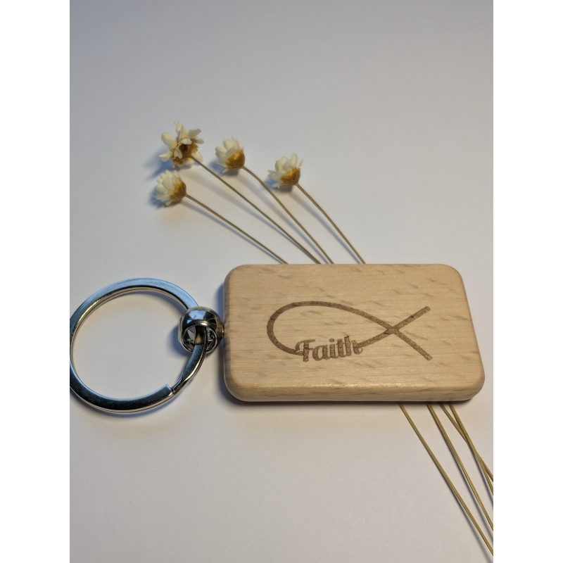 Faith |  visje | christelijke houten sleutelhanger
