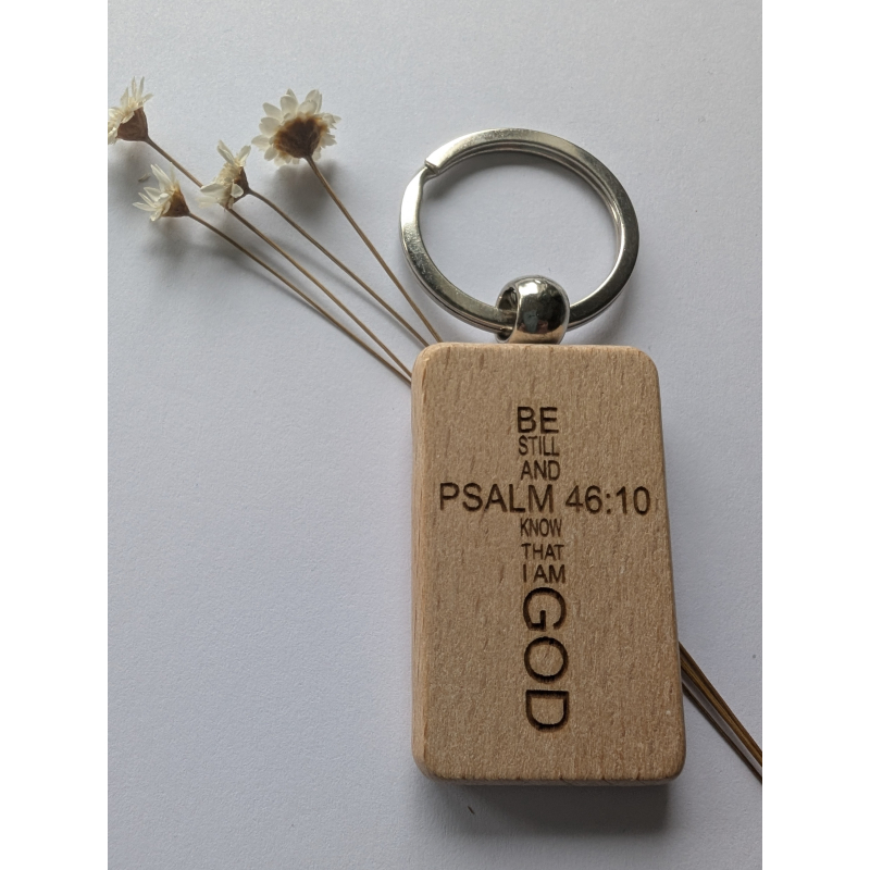 Be still | kruis |  christelijke houten sleutelhanger