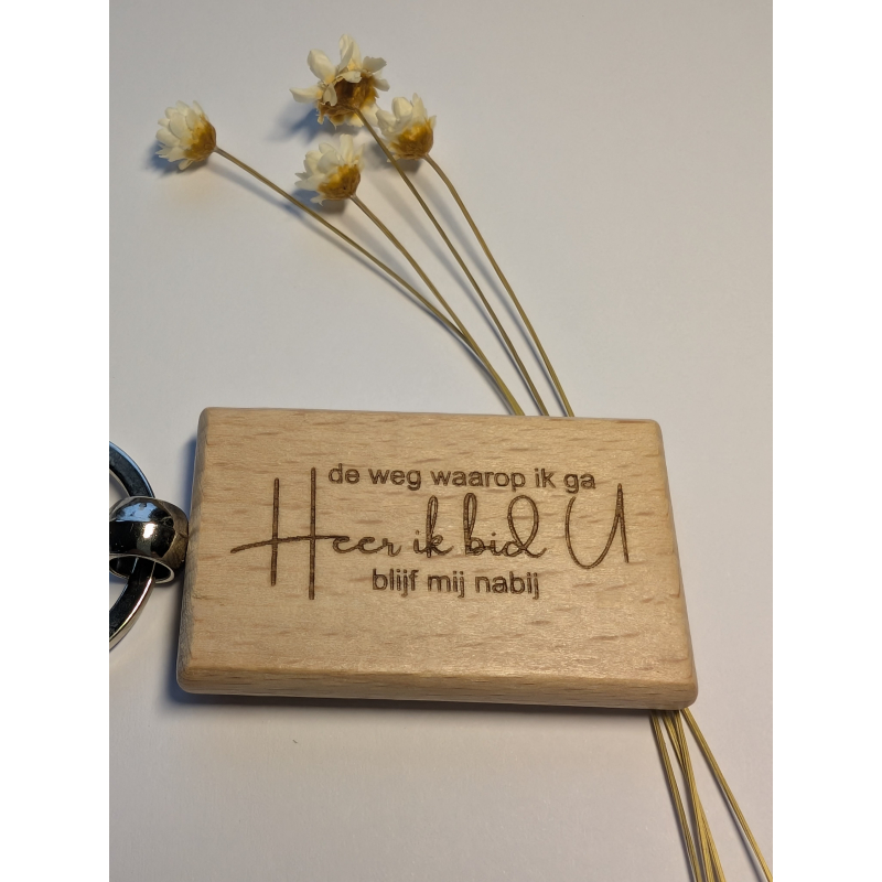 Heer ik bid U | christelijke houten sleutelhanger
