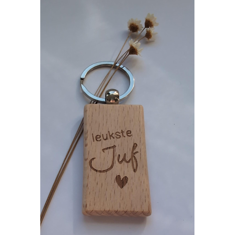 Leukste juf | Houten Sleutelhanger
