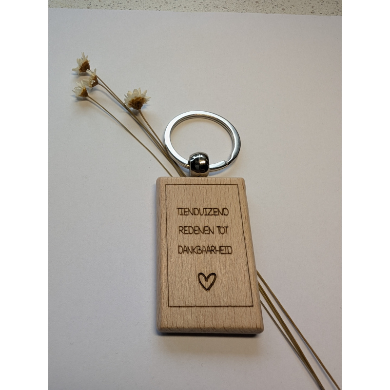 Tienduizend redenen tot dankbaarheid |  christelijke houten sleutelhanger