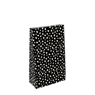 Blokbodemzak M | 101 Dots zwart/wit | 14 x 8 x 26 cm
