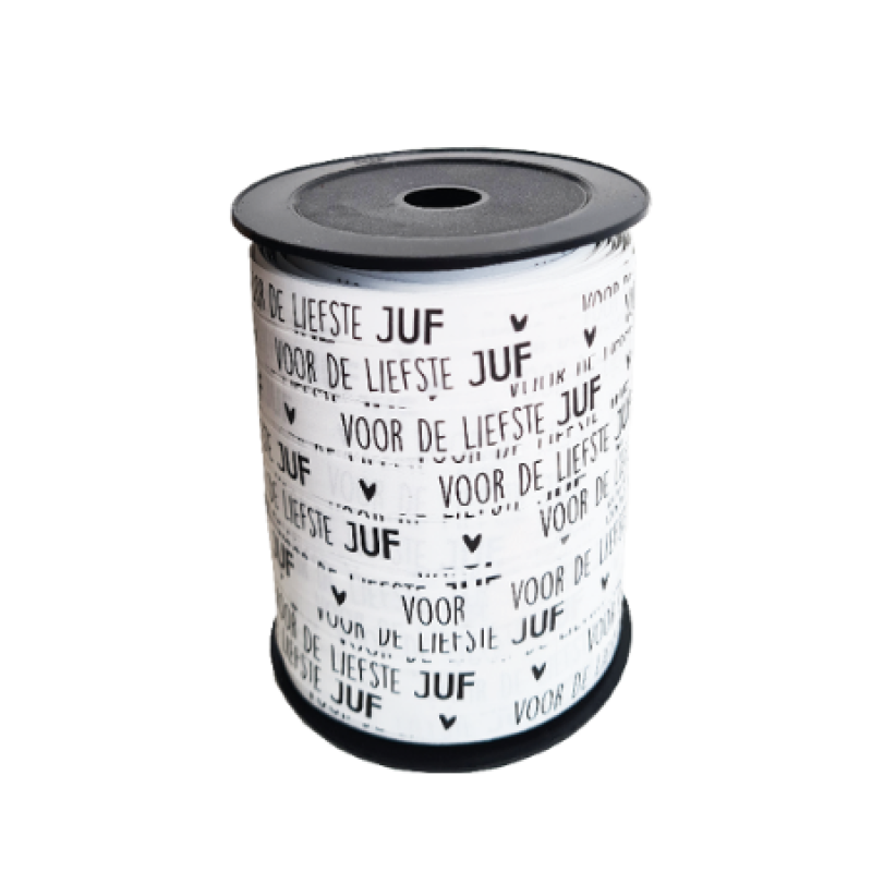 Krullint | Voor de liefste juf | wit/zwart | 5 meter