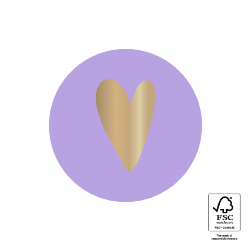 Sluitsticker | Lila - Hartje goud | 10 stuks