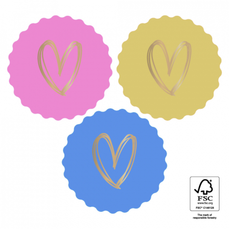 Sluitsticker | Heart gold happy  | 10 stuks