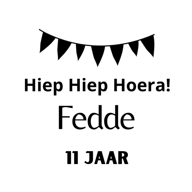 Gepersonaliseerde sticker | Hiep hiep hoera | Vlaggetjes