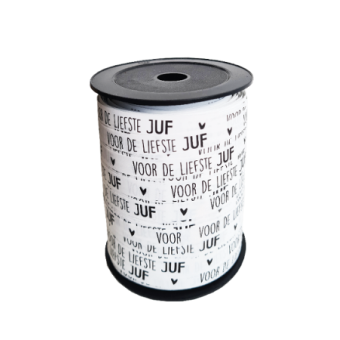Krullint | Voor de liefste juf | wit/zwart | 5 meter