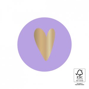 Sluitsticker | Lila - Hartje goud | 10 stuks