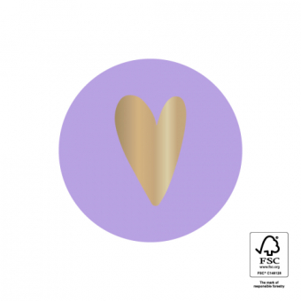 Sluitsticker | Lila - Hartje goud | 10 stuks