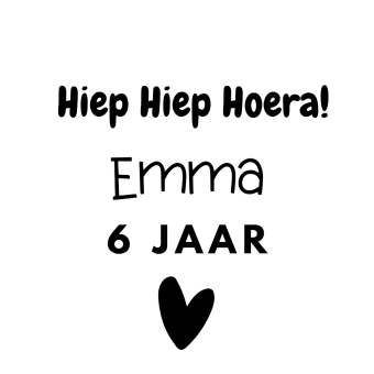 Gepersonaliseerde sticker | Hiep hiep hoera | Hart