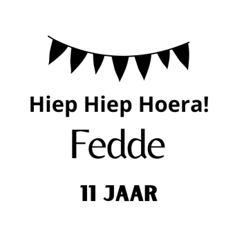 Gepersonaliseerde sticker | Hiep hiep hoera | Vlaggetjes