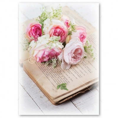 Blanco | 42 | Brocante boek met rozen