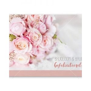Wenkaart | Huwelijk | Roze bloemen