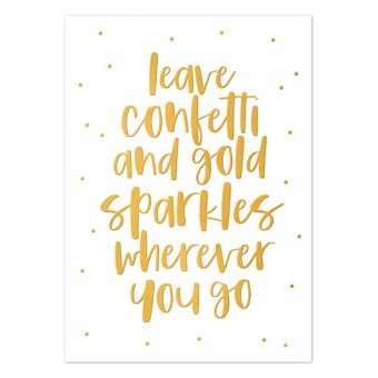 Ansichtkaart | Leave confetti and gold sparkles | Goudfolie