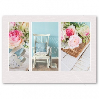 Wenskaart | Brocante schommelstoel rozen