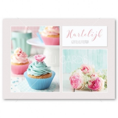 Wenskaart | Gefeliciteerd | Cupcake 